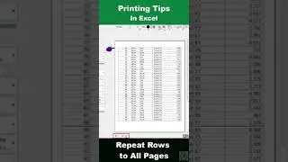 #Shorts | Printing Tips in Excel | Repeat Heading Row to each Page in Excel