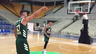 Papapetrou vs Kalaitzakis in shooting contest during the Panathinaikos media day