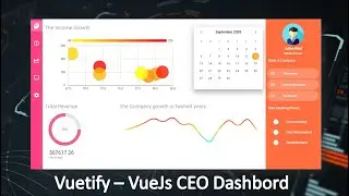 Vuetify - Vuejs UI Design ,CEO Dashboard Modern , Google Charts Web Design.