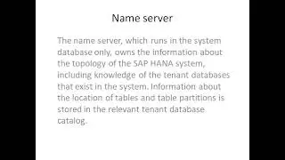 SAP HANA  -  Database Processes