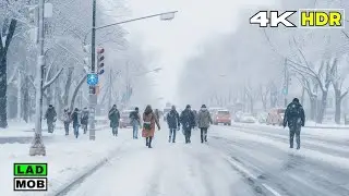 Budapest - Snowing Walking tour in 4K HDR and 3D SOUND