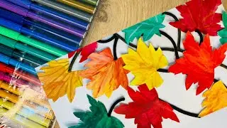 WALL DECORATING IDEAS || LEAF PAINTING IDEAS ||SEASON PAINTING || SIMPLE CRAFTS