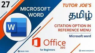 Citation in References Menu Microsoft Word in Tamil  | MS Word in Tamil  Office 365