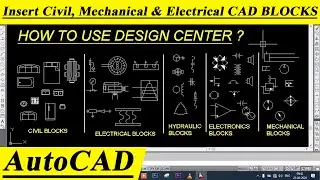 How to use Design Centre in AutoCAD || Insert Civil, Mechanical, Electrical & Electronics CAD BLOCKS