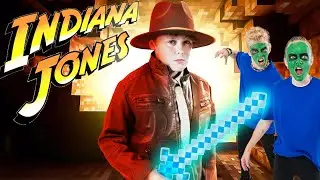 Indiana Jones Chased By Fun Squad Minecraft Invasion!