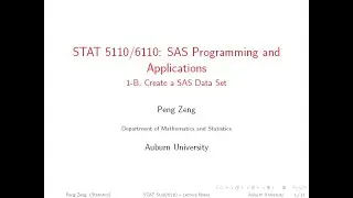 SAS - 1B - Create SAS Data Sets