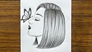 How to draw a girl with butterfly || Pencil Sketch for beginner || Easy drawings for beginners