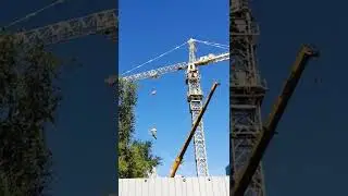 Башенный кран. Поворот башни и перенос груза. Tower crane