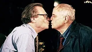 Marlon Brando kisses Larry King