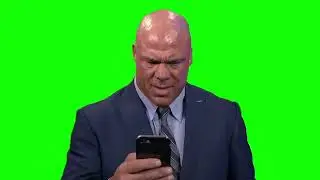 Kurt Angle looking at phone meme green screen