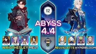 C0 Wriothesley Melt & C0 Neuvillette Hyperbloom - Spiral Abyss 4.4 - Genshin Impact