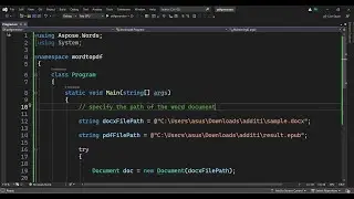 C# .NET  Project to Export Word DOCX File to PDF Using Aspose File API Library
