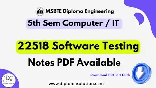 22518 Software Testing Notes PDF | MSBTE Diploma Computer Branch 5 Semester ST All Unit Notes PDF 🤩