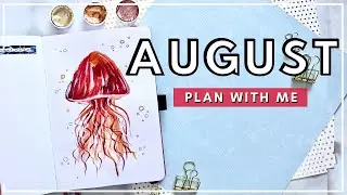 August Plan With Me 2022: How I Plan Out My Bullet Journal: Watercolour Jellyfish | CREATEWITHCAIT