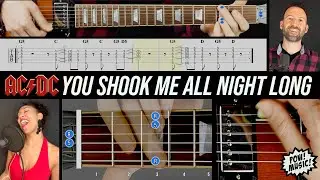 AC/DC - You Shook Me All Night Long - TAB & fretLIVE - Complete Song Guitar Lesson