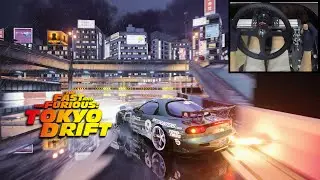 Tokyo Drift Mazda RX-7 FD3S Shibuya Street Drift in Thunderstorm（SIMAGIC Alpha Mini）Assetto Corsa