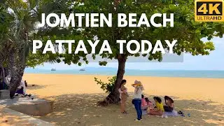 [4K] Walk along Jomtien Beach in Pattaya, Thailand. 2024