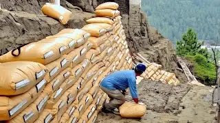 You Won't Believe How a Wall is Made from Cement Bags - Incredible Construction Techniques