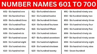 601 to 700 number names | number in words 601 to 700 with spelling in english | 601 to 700