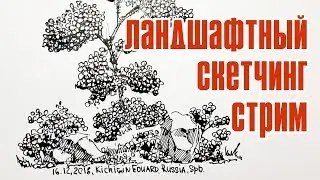 Ландшафтный скетчинг  - как рисовать кусты красиво и просто пером и тушью. Кичигин Эдуард