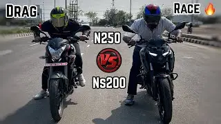 New Pulsar Ns200 Vs Pulsar N250 Drag Race 🏁: 250cc कीस काम का 🥵 !!