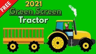 Green Screen Animation - Chroma key Cartoon TRACTOR with CART | Unlispace Copyright Free 2021