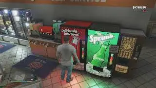 GTA V Franklin drinking soda from the vending machine in LTD gasoline