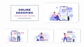 Online Shopping Flat Character Animation Scene After Effects