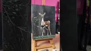 Как вам маленький малыш Бемби?🦌🥰 #мастеркласс #творчество #масло Он с курса по Анималистике маслом