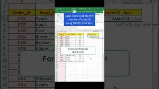 Excel Trick: Find the row number of order ID using MATCH Function.