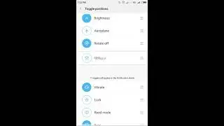 How to change toggle Position on notification bar - MIUI 9 or Redmi X
