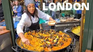 🇬🇧 LONDON ENGLAND, LONDON STREET FOOD, WALKING TOUR, LONDON CITY WALK, BOROUGH MARKET, SOUTHBANK, 4K