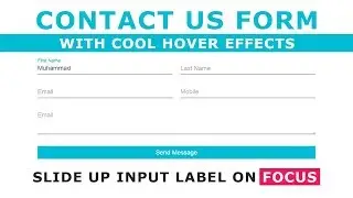 Html5 Css3 Contact Form Design with Floating Placeholder On Focus - Move placeholder text on focus