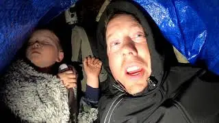 $25 Walmart Survival Challenge - Winter Camping in Rain (3yr old chose half the gear!)