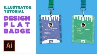 Design Process : Design a flat style Conference  Badge in Illustrator ( Adobe Live Daily challenge )