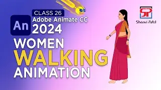 Adobe Animate CC 2024 Advance Level:  WOMEN Walking Animation | Side View | 2D Animation | Hindi