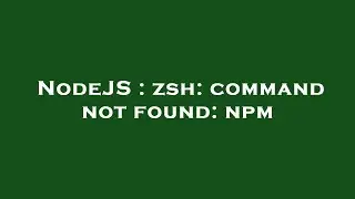 NodeJS : zsh: command not found: npm