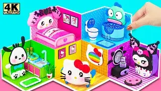 Make 5 Color Hello Kitty House with Cute My Melody Bedroom, Kuromi Room, Pochacco Kitchen from Clay