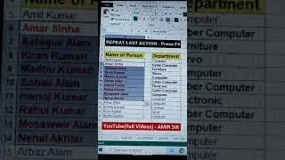 Excel Tips - Repeat Last action - Press F4 | #shorts