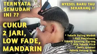Semudah ini ?? Buat Potongan 2 Jari Low Fade Mandarin Gradasi 0 untuk Barber Pemula || Metode Kursus