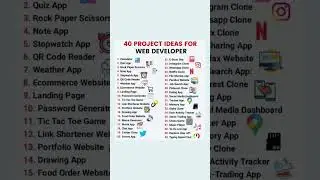 40 Projects Ideas for Web Developer 👨‍💻.                     #webdeveloper #projects #projectideas