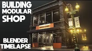 Modeling Building Lowpoly Shop Blender Timelapse