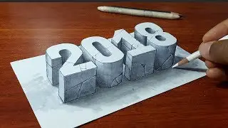 Happy New Year 2018 - Realistic Letters Drawing - 2018 Number Pencil Drawing