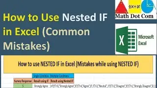 Nested IF Function in Excel | Common Mistakes| Math Dot Com