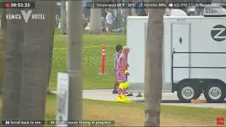 Barbie Movie Set Margot Robbie Ryan Gosling Venice Beach 🏖️ ... Teleport.camera