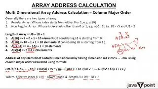 Multi Dimensional Array Address Calculation