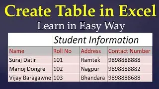 Create Table in Excel,#50