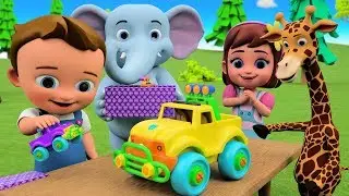 Toy Car Assembly 3D Animated Cartoons | Toddler Activities - Little Babies Fun Play Learning Videos