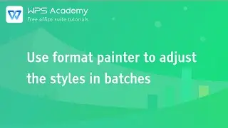 [WPS Academy] 1.7.5 Excel:Use format painter to adjust the styles in batches