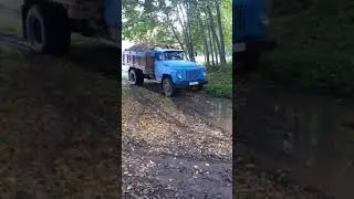 Газ 53 дизель. Выгрузка дров!!!truck made in the USSR with firewood